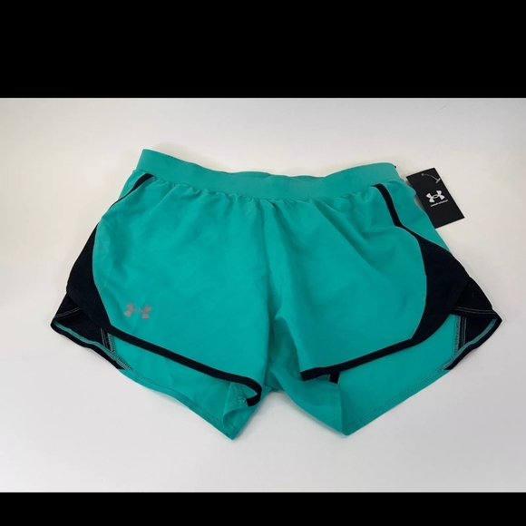 Under Armour Women's UA Fly-By 2.0 Shorts 1350196-369 Neptune/Black Running NEW - Picture 3 of 13